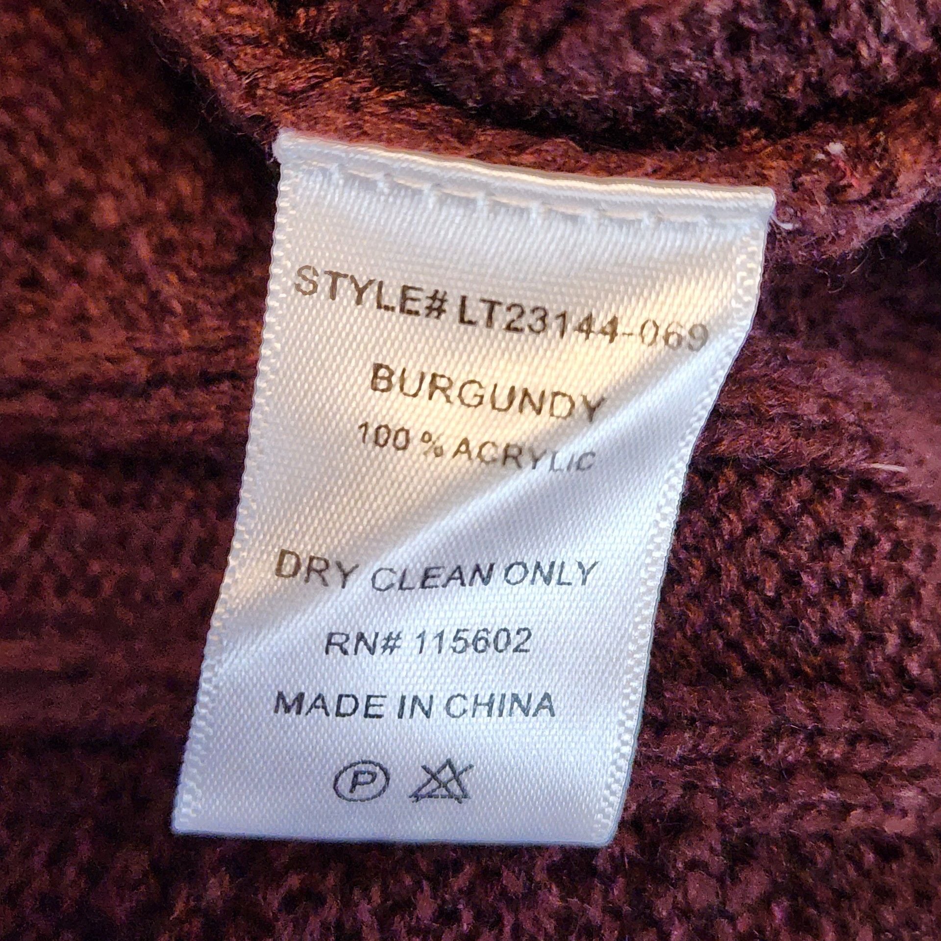 Vici Burgundy Cable Knit V-Neck Sweater with White and Navy Trim Medium  9