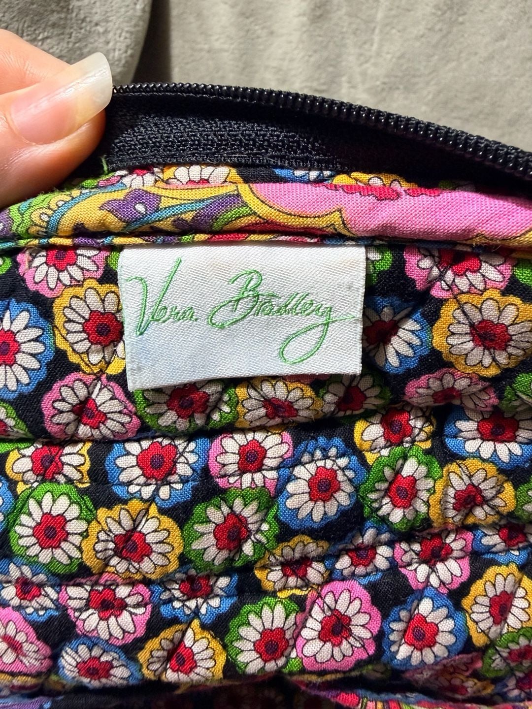 Vera Bradley Symphony in Hue Quilted Backpack Purse Pink Black Yellow Paisley 8