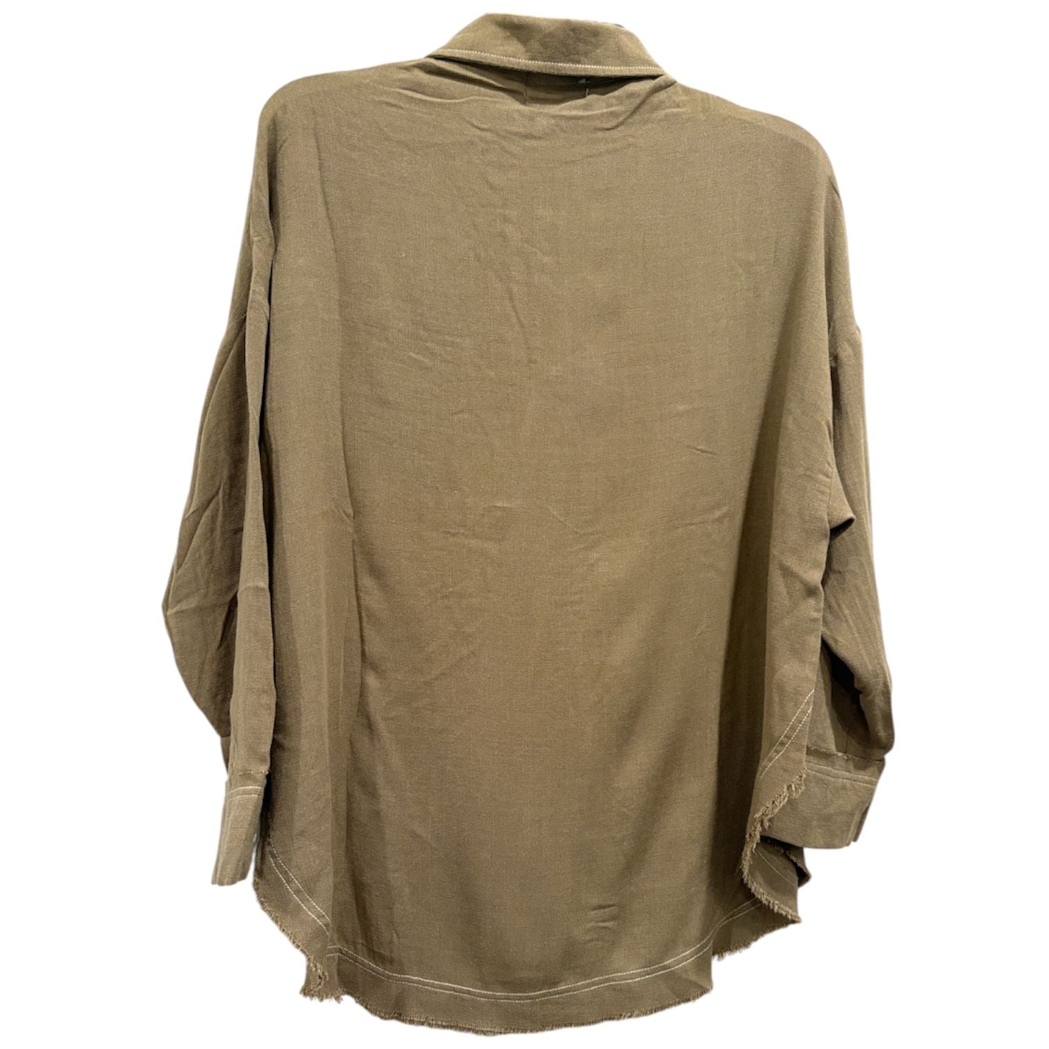 The Nu Vintage Utility Raw Hem Shirt Oversized Button Up Size Small 4