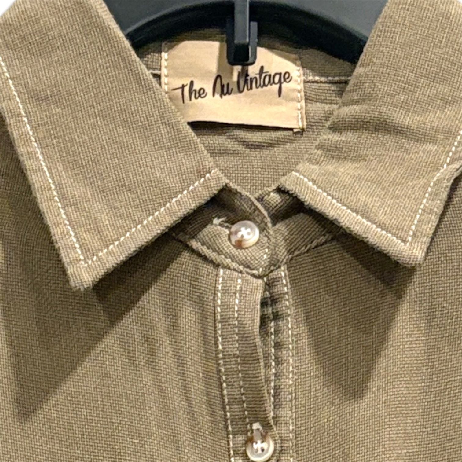 The Nu Vintage Utility Raw Hem Shirt Oversized Button Up Size Small 5