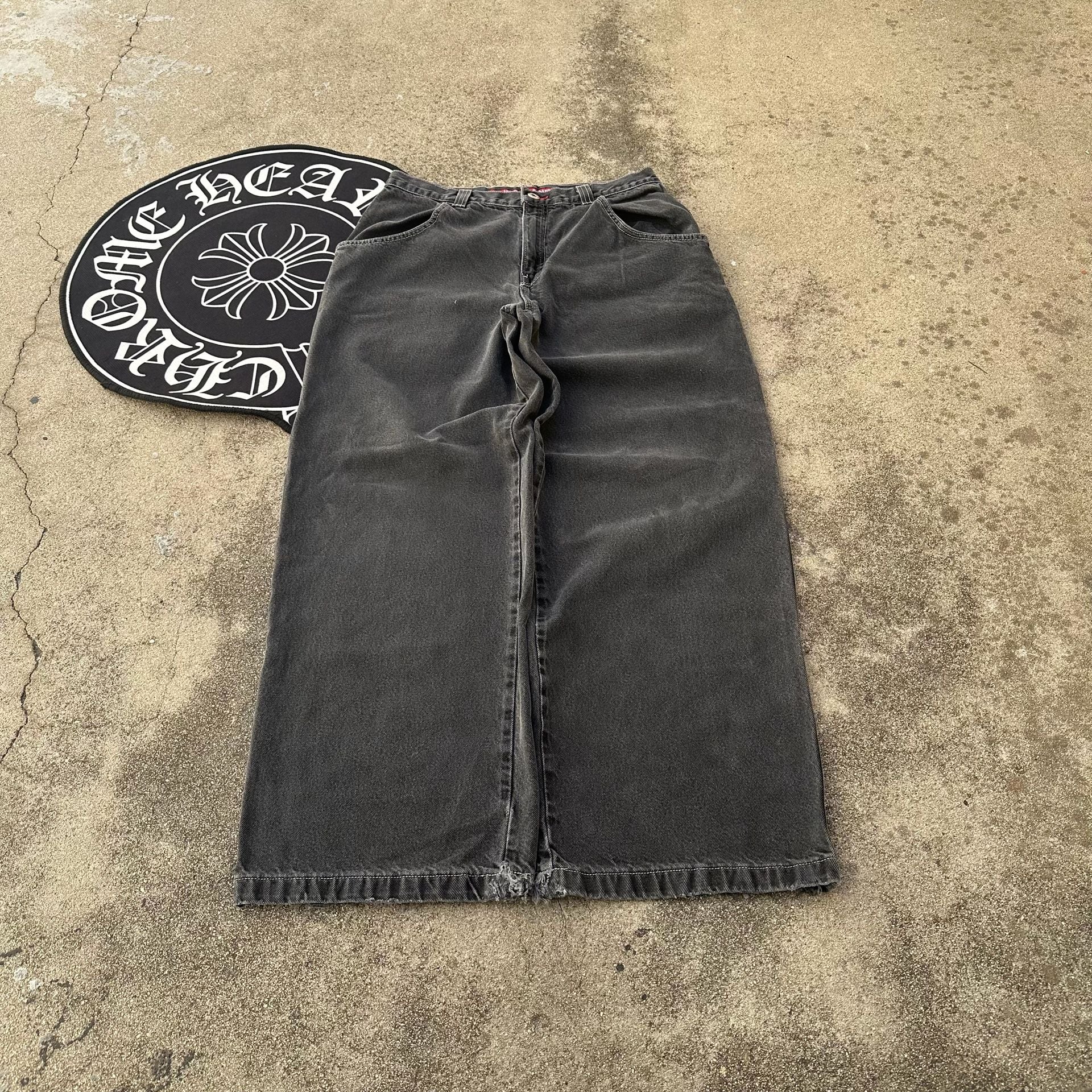 Vintage JNCO Snake Surfboard Embroidered Wide Leg Denim Jeans Black 34x32 2