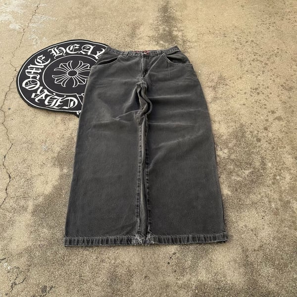 Vintage JNCO Snake Surfboard Embroidered Wide Leg Denim Jeans Black 34x32