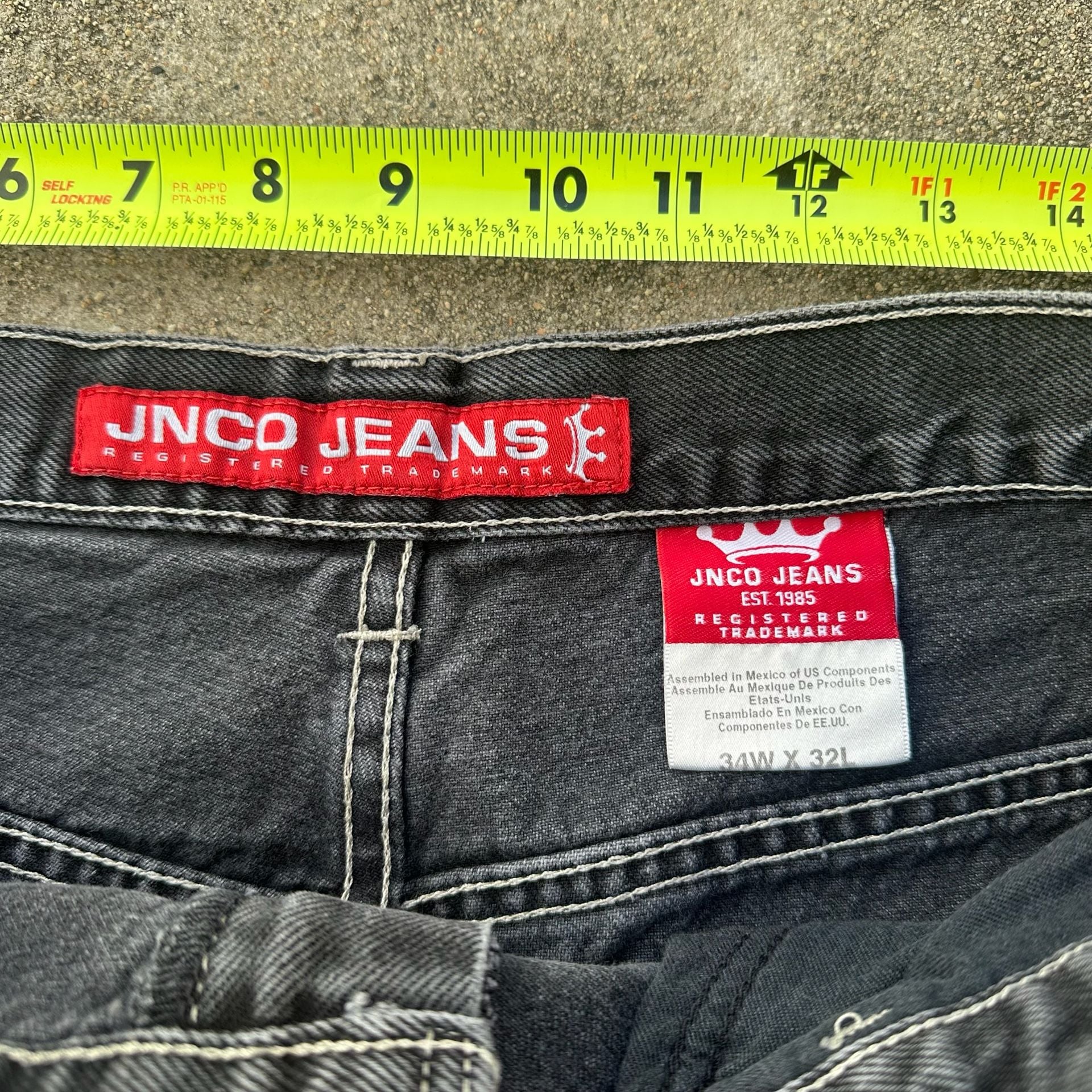 Vintage JNCO Snake Surfboard Embroidered Wide Leg Denim Jeans Black 34x32 4