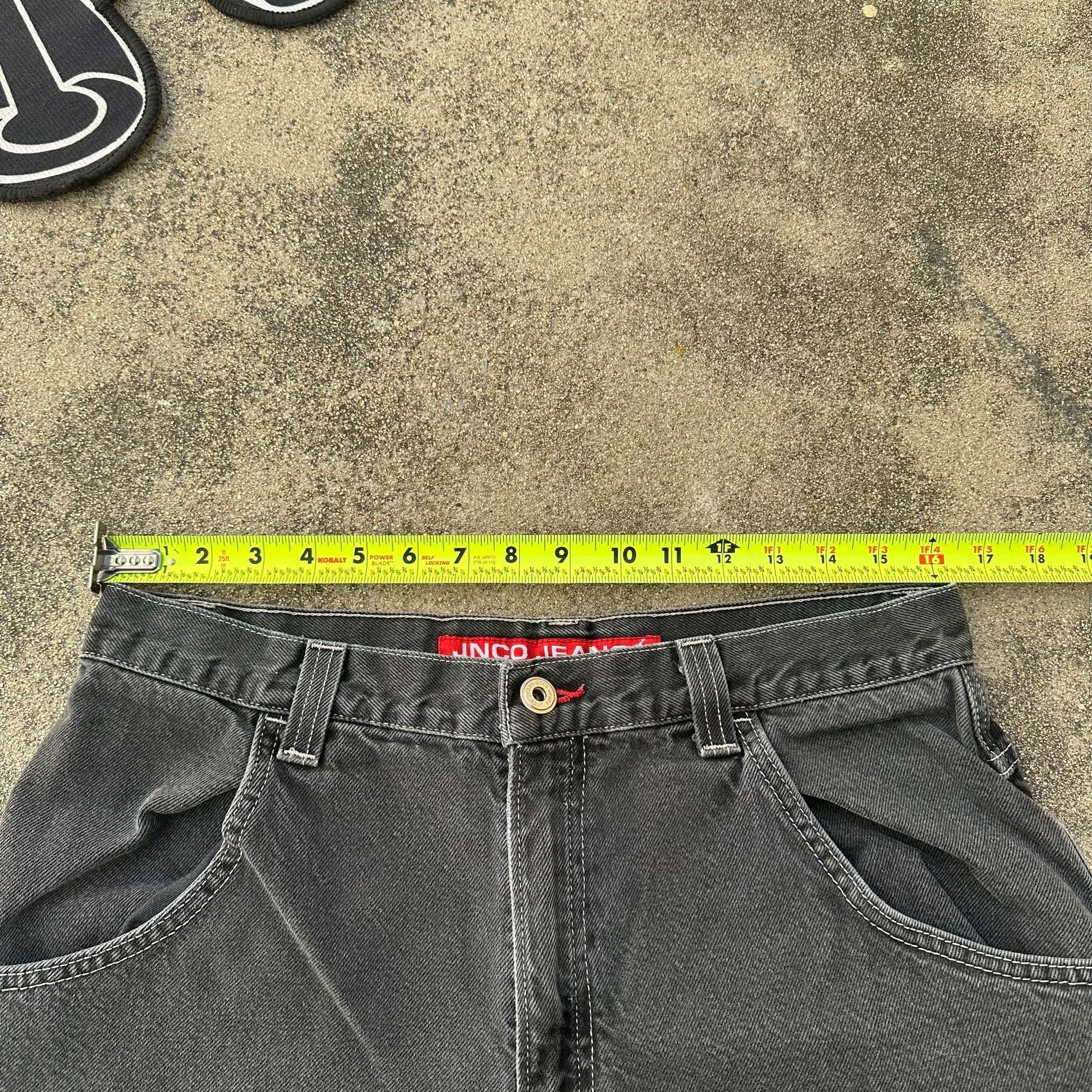 Vintage JNCO Snake Surfboard Embroidered Wide Leg Denim Jeans Black 34x32 7