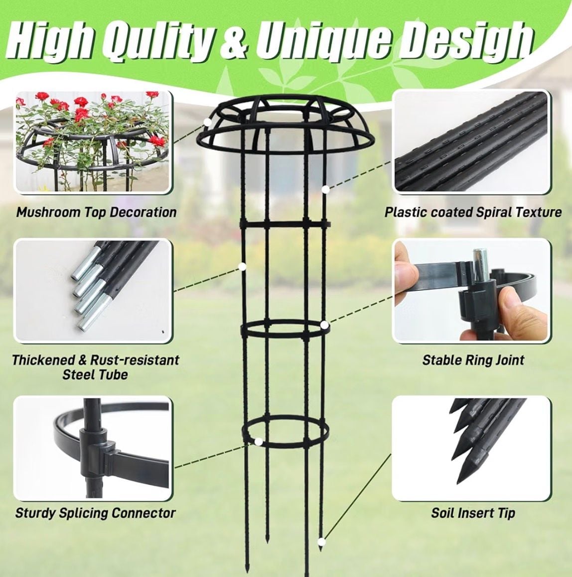 2 Pack - Plant Trellis Support for Potted Plants Climbing 65 Inch 3
