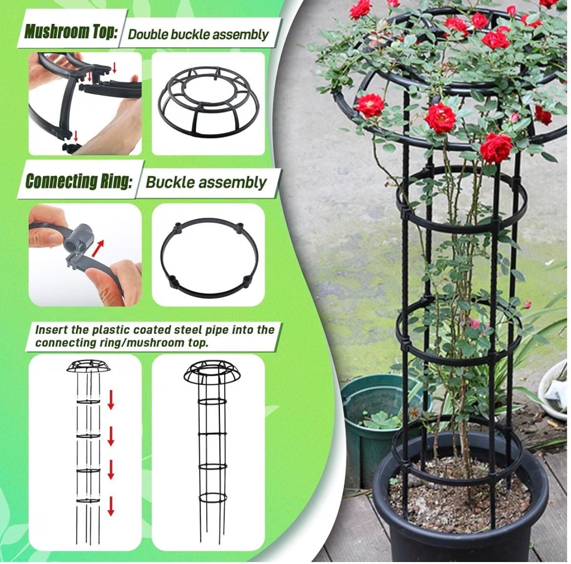 2 Pack - Plant Trellis Support for Potted Plants Climbing 65 Inch 5