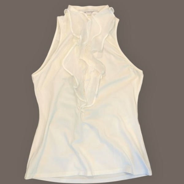 Anne Fontaine Stilla Size 40 White Sleeveless Ruffle