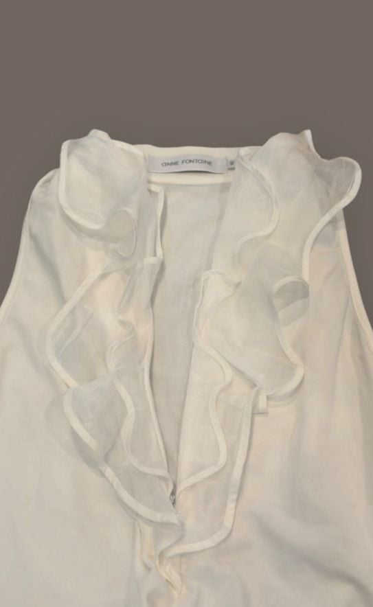 Anne Fontaine Stilla Size 40 White Sleeveless Ruffle 4