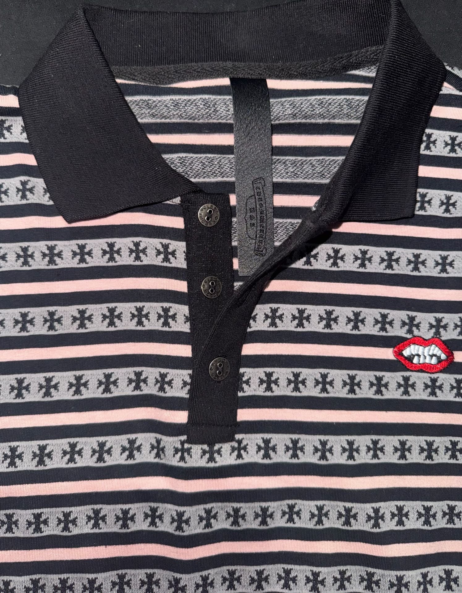 Chrome Hearts Long-sleeve striped polo
black/pink/gray 3