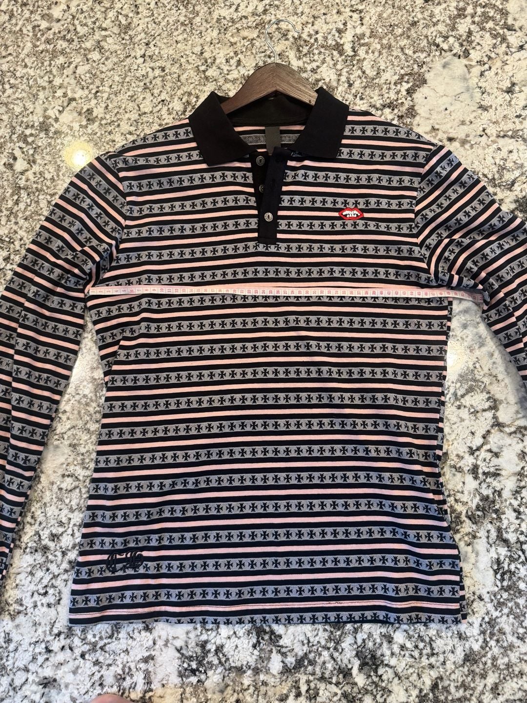 Chrome Hearts Long-sleeve striped polo
black/pink/gray 5