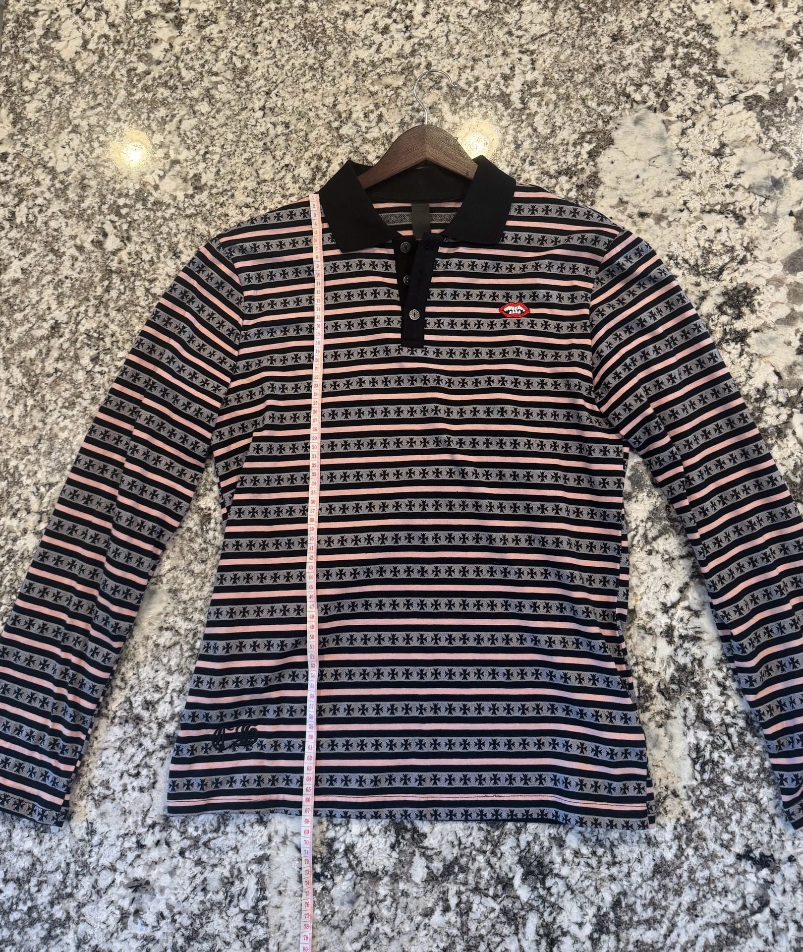 Chrome Hearts Long-sleeve striped polo
black/pink/gray 4