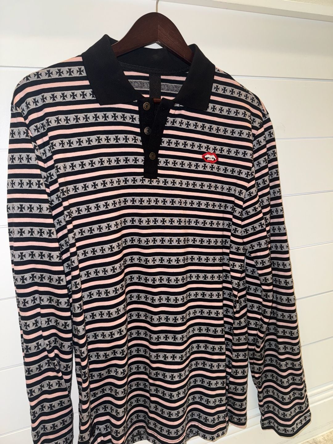 Chrome Hearts Long-sleeve striped polo
black/pink/gray 2