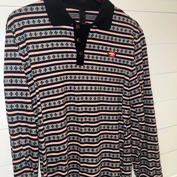 Chrome Hearts Long-sleeve striped polo
black/pink/gray