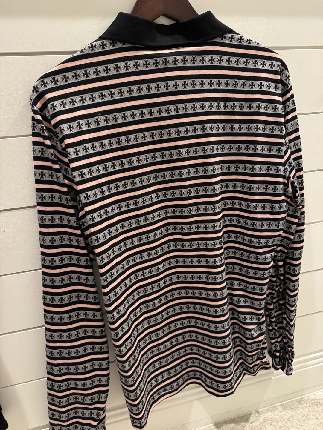 Chrome Hearts Long-sleeve striped polo
black/pink/gray 6