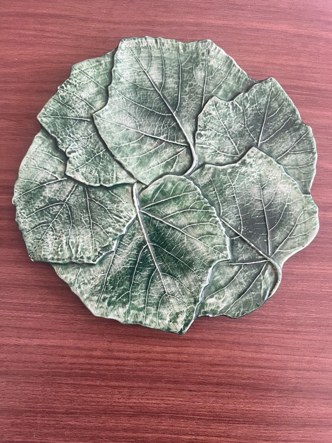 Vietri Italy Foglia Fresca Green Leaf Ceramic Platter 7631/23 1