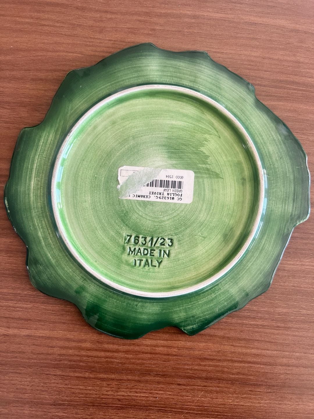 Vietri Italy Foglia Fresca Green Leaf Ceramic Platter 7631/23 2