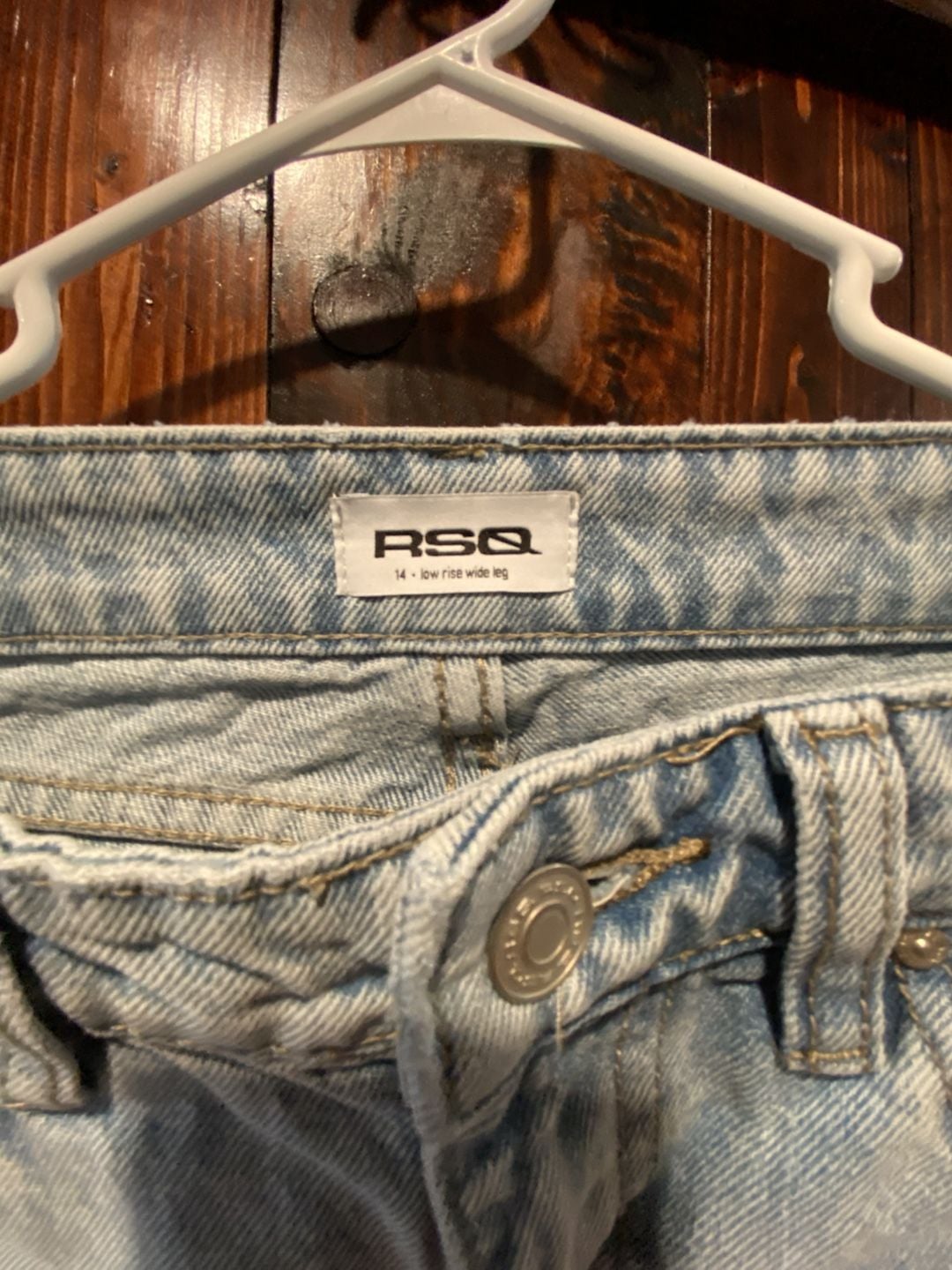 RSQ Low Rise Wide Leg Jeans Size 14 Light Wash Distressed Denim 3