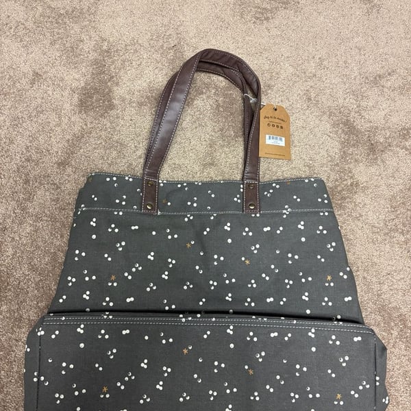 Maika Goods Carryall Tote Nochi Black White Polka Dot Canvas Bag