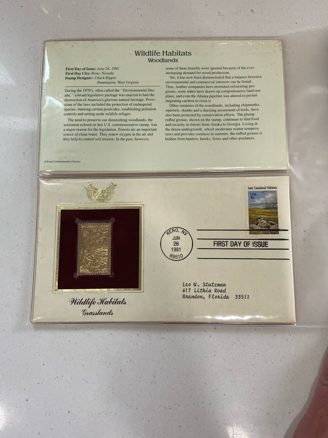 Postal Commemorative Society 22kt Gold Replica Stamp First Day Covers Lot 4