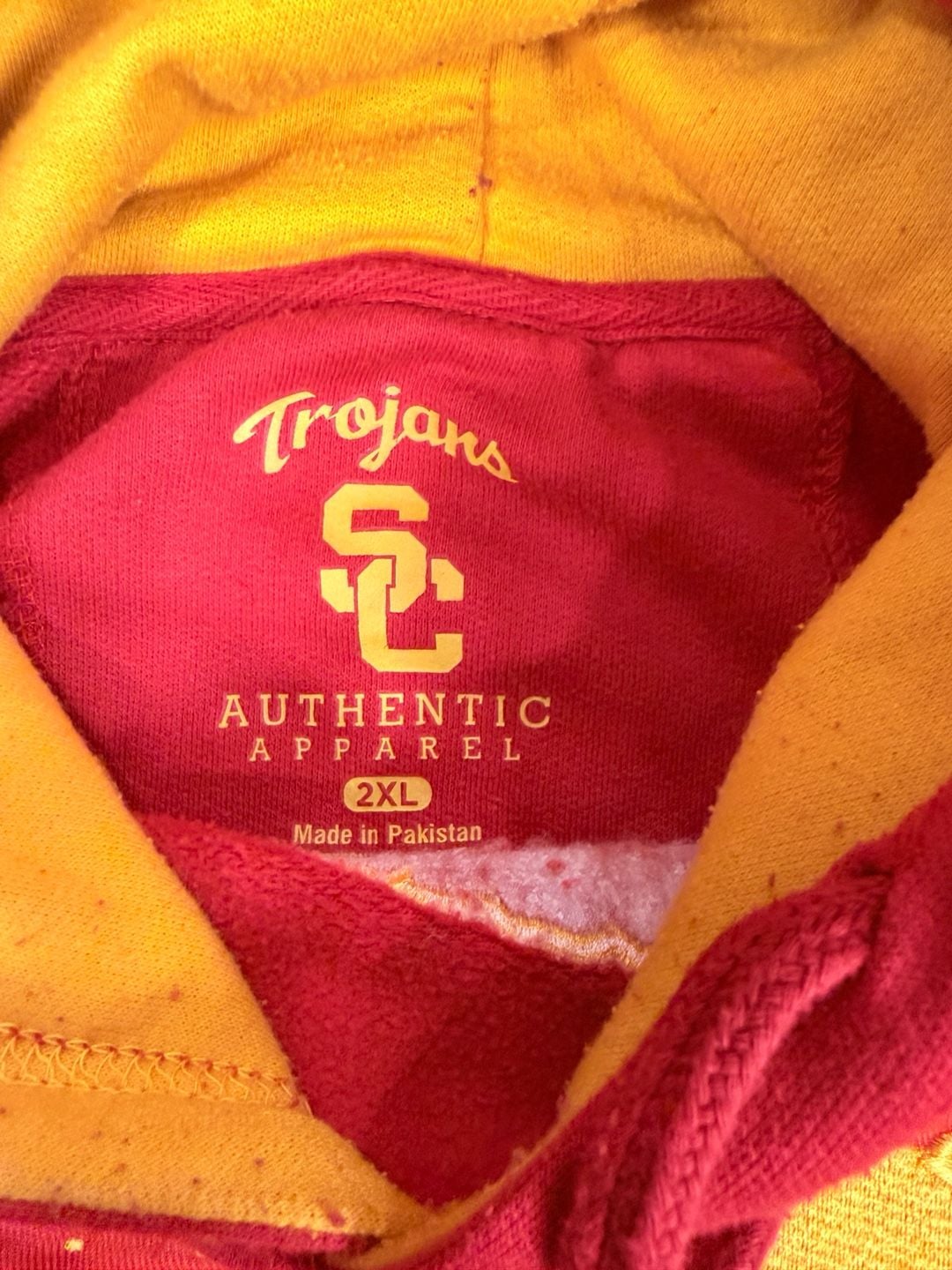 USC Trojans Authentic Apparel Hoodie Size 2XL Red Yellow Pullover 3