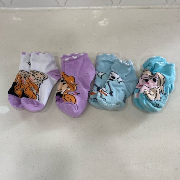 Disney Frozen Girls Ankle Socks 4 Pairs
