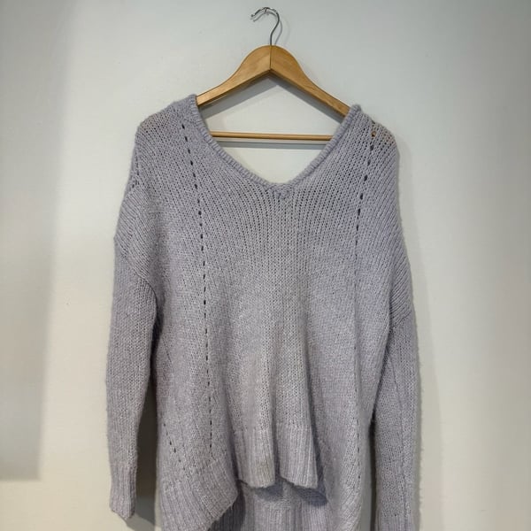 Light Purple Hooded Knit Sweater