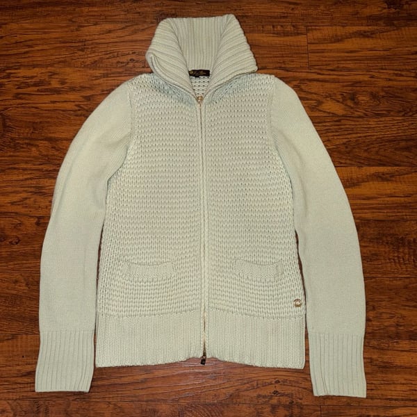 Loro Piana Light Green Cashmere Zip Up Sweater Made in Italy