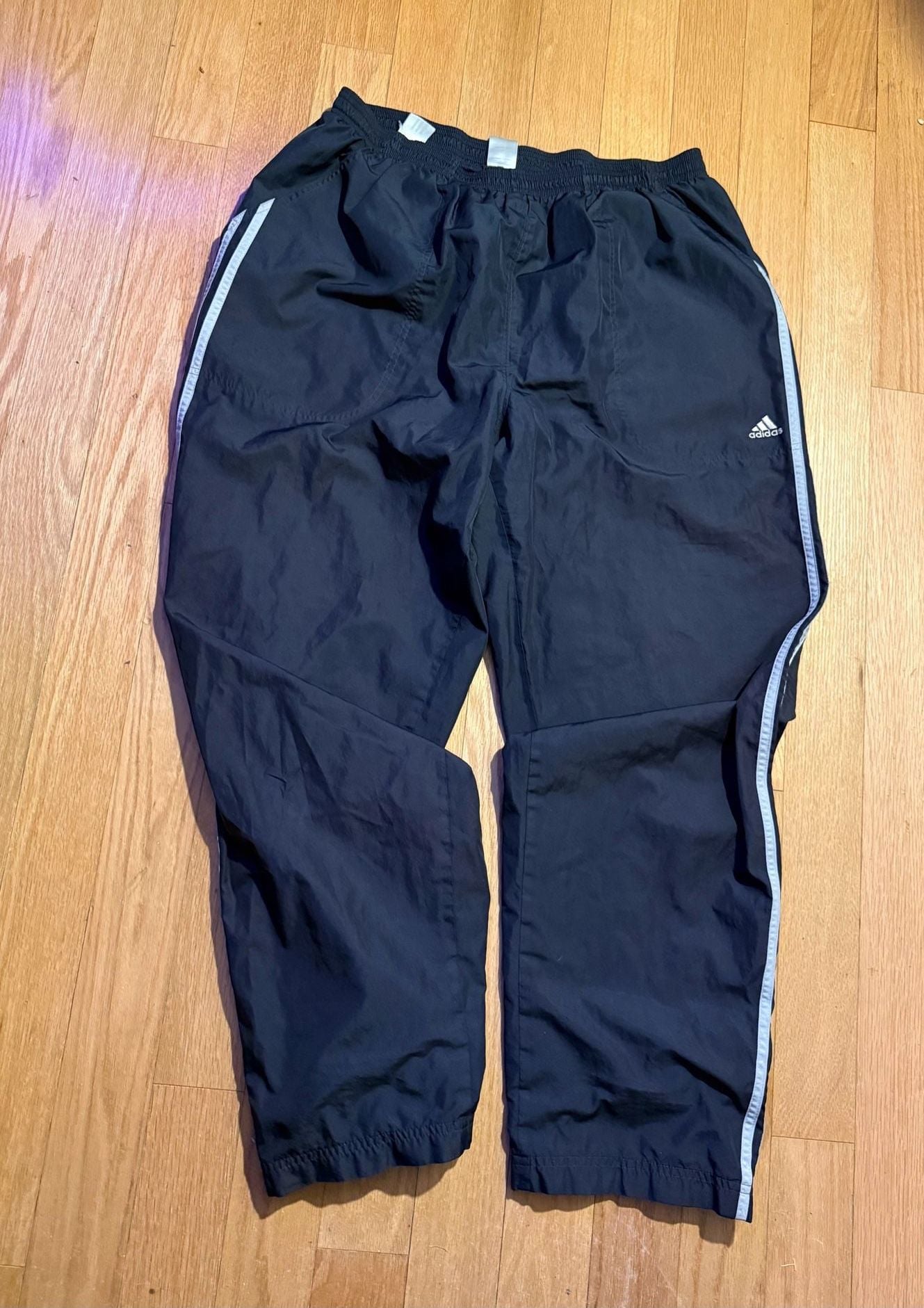 Adidas Track Pants Size XL Black 3 Striped Y2K Joggers 2