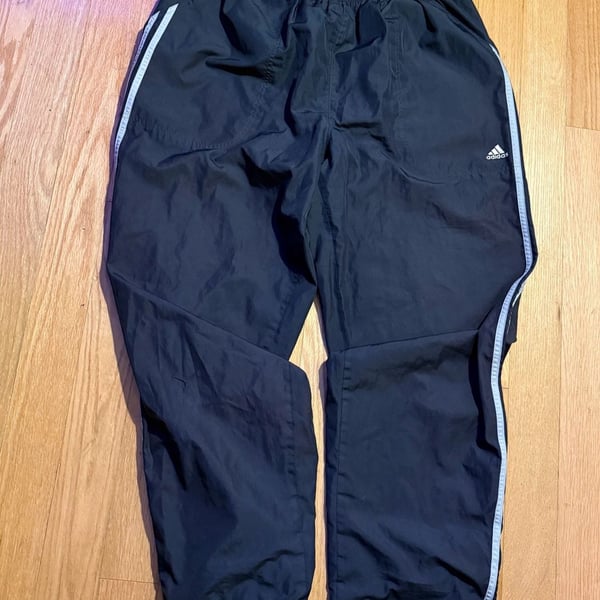Adidas Track Pants Size XL Black 3 Striped Y2K Joggers