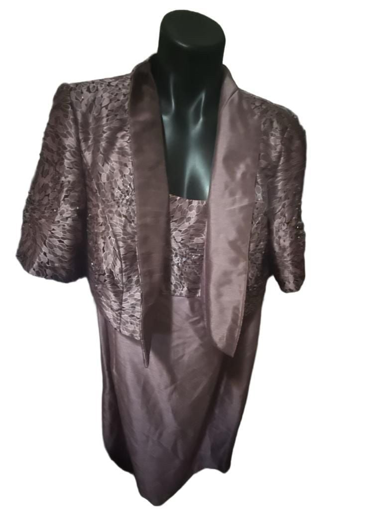 David's Bridal Jacquard and Shantung Short Jacket Dress 3