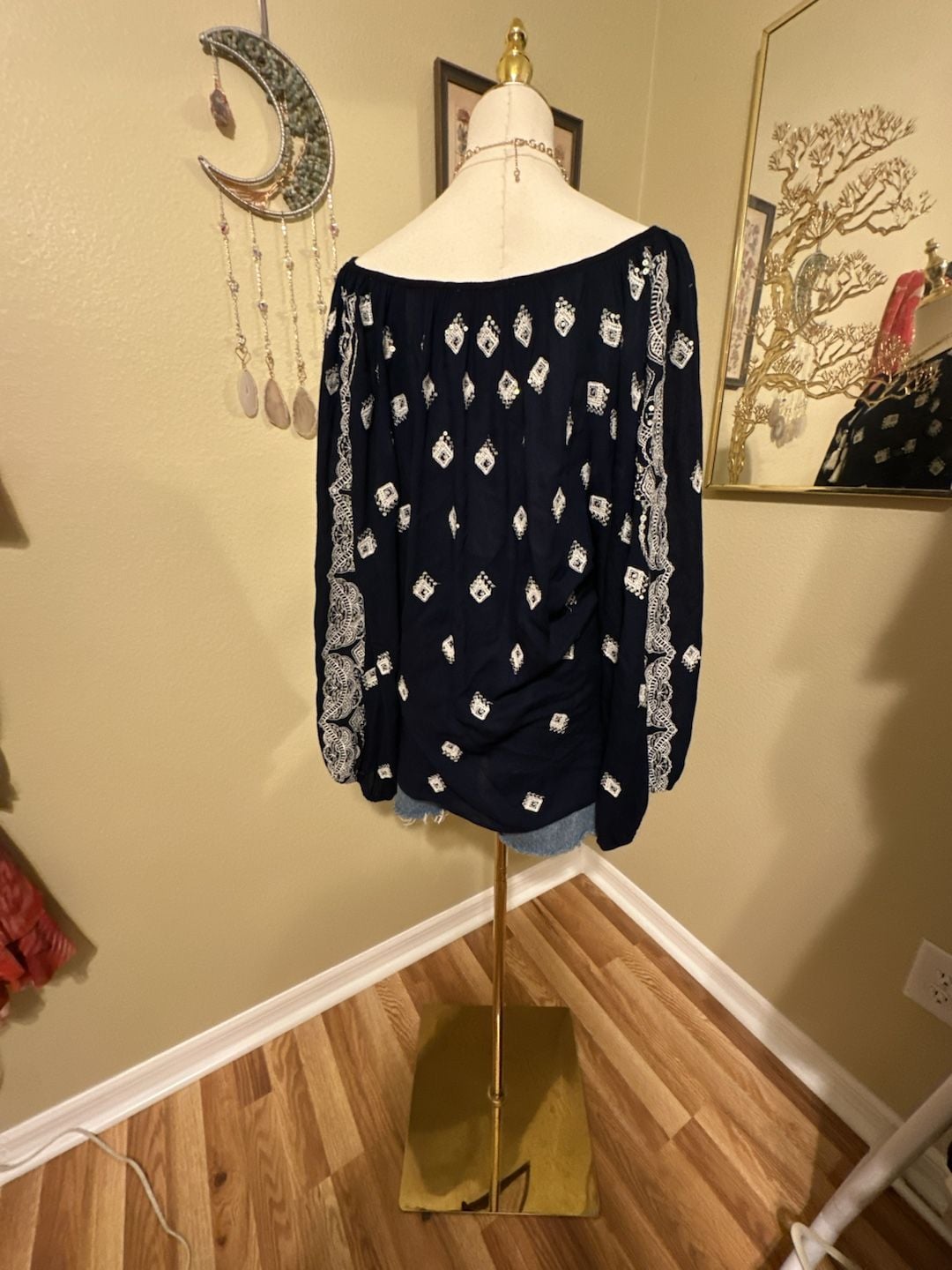 Ridiculously Gorgeous Ramy Brook Navy Boho Tassel Top Size M/L 4