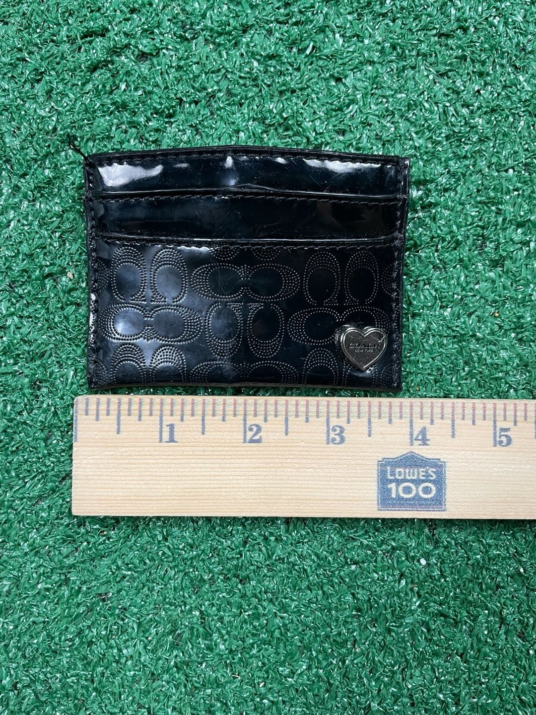 Coach Liquid Gloss Embossed Card Case Black Patent 5