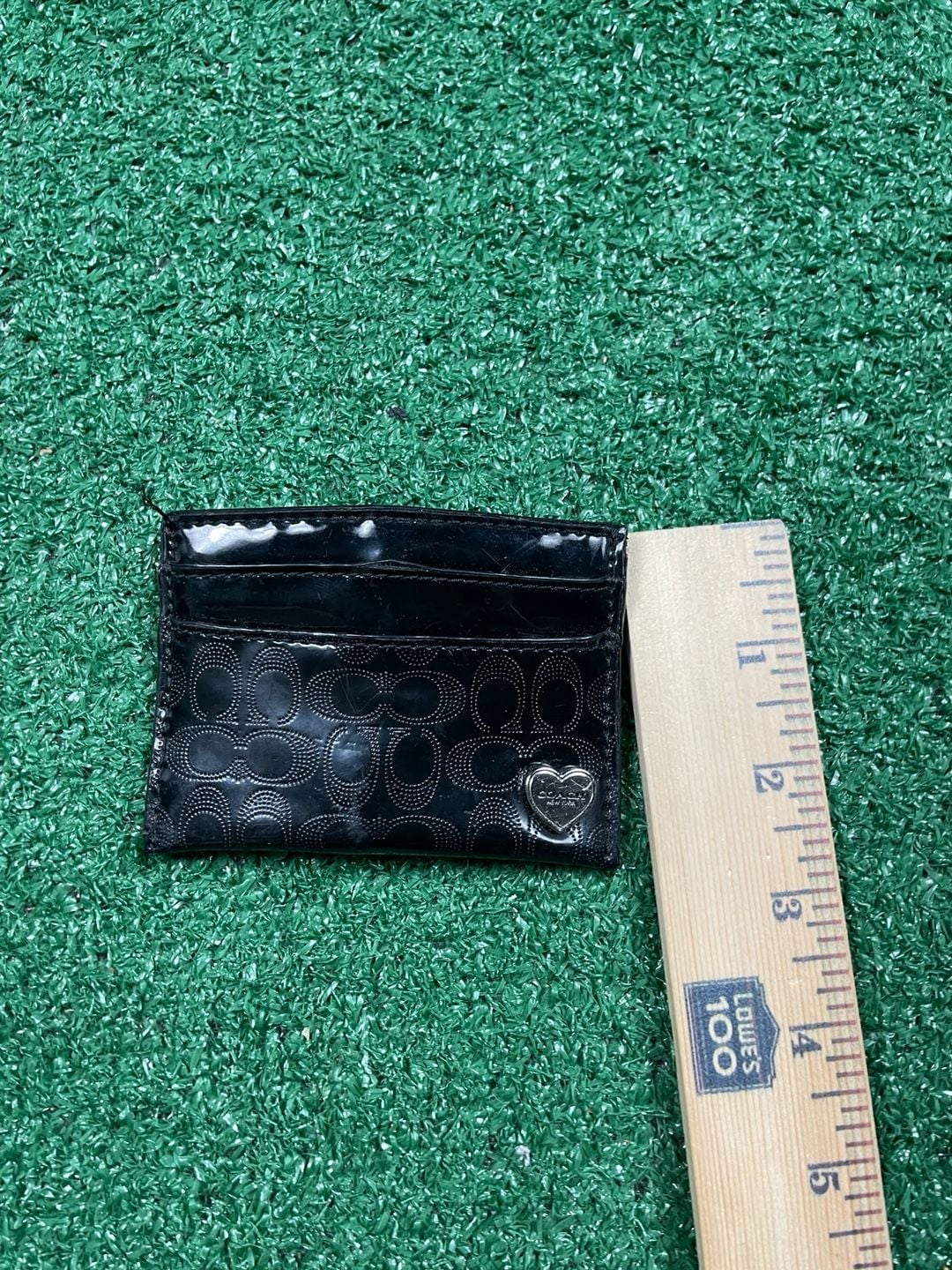 Coach Liquid Gloss Embossed Card Case Black Patent 6