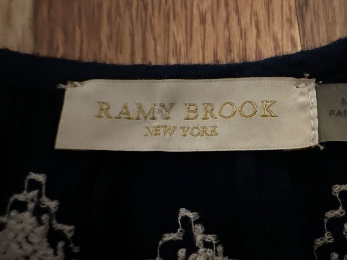 Ridiculously Gorgeous Ramy Brook Navy Boho Tassel Top Size M/L 8
