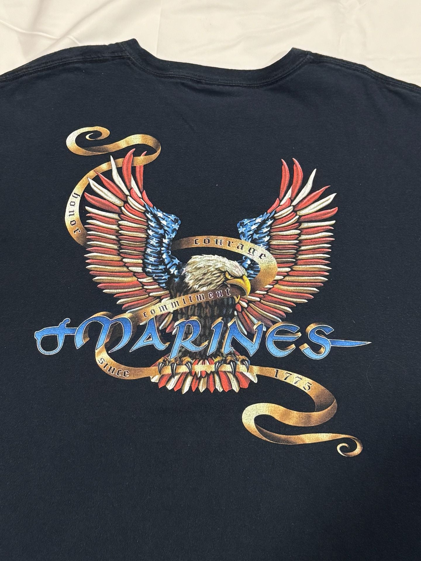 Vintage 90’s US Marines T-Shirt Black Eagle Graphic Honor Courage 5