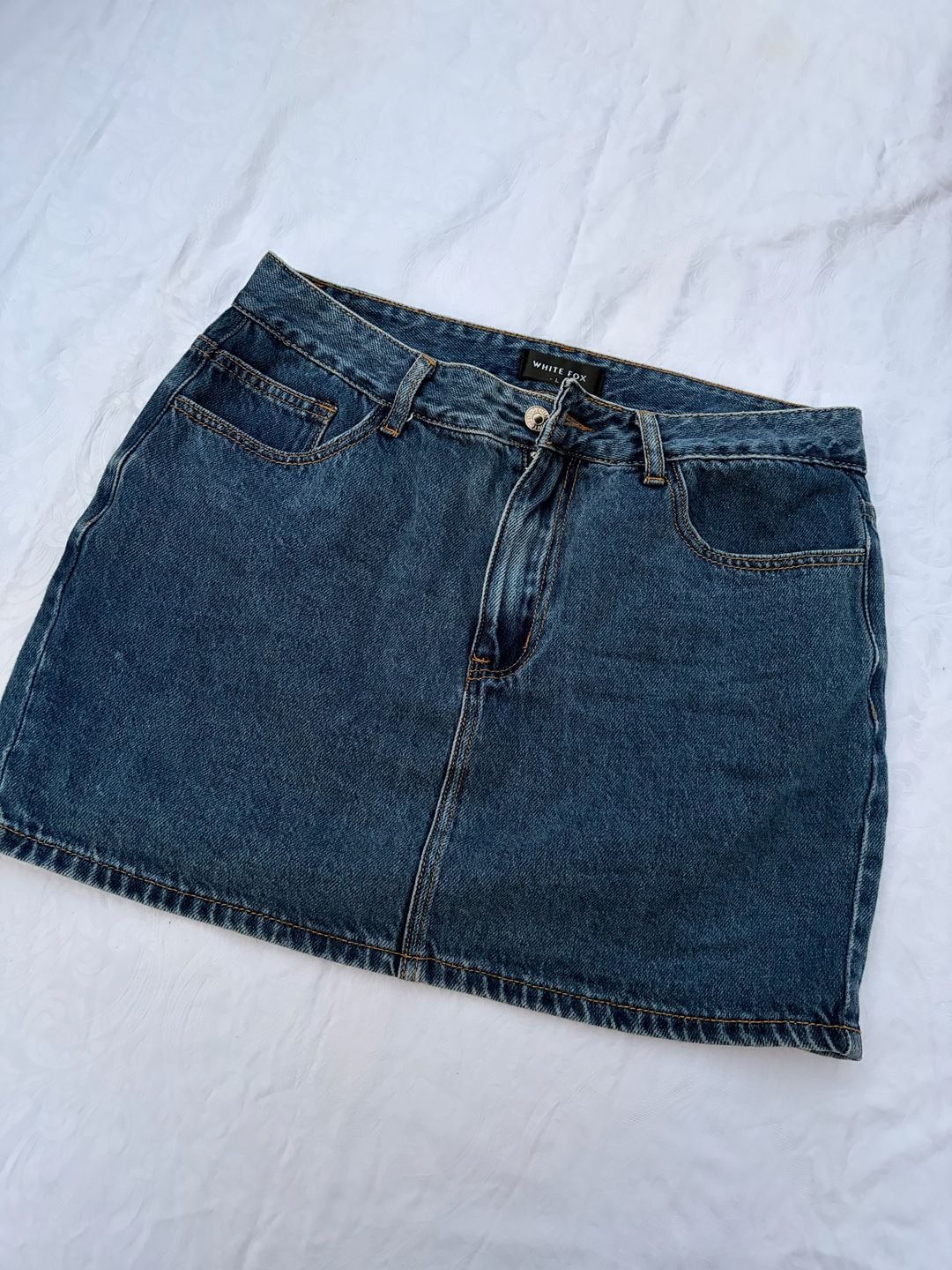 White Fox Denim Skirt Size L 2
