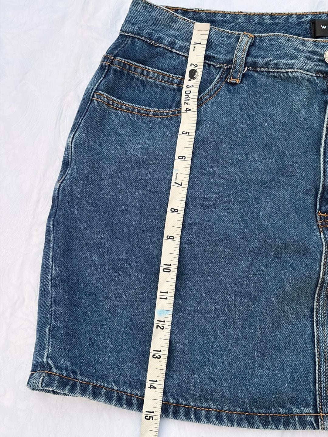 White Fox Denim Skirt Size L 5