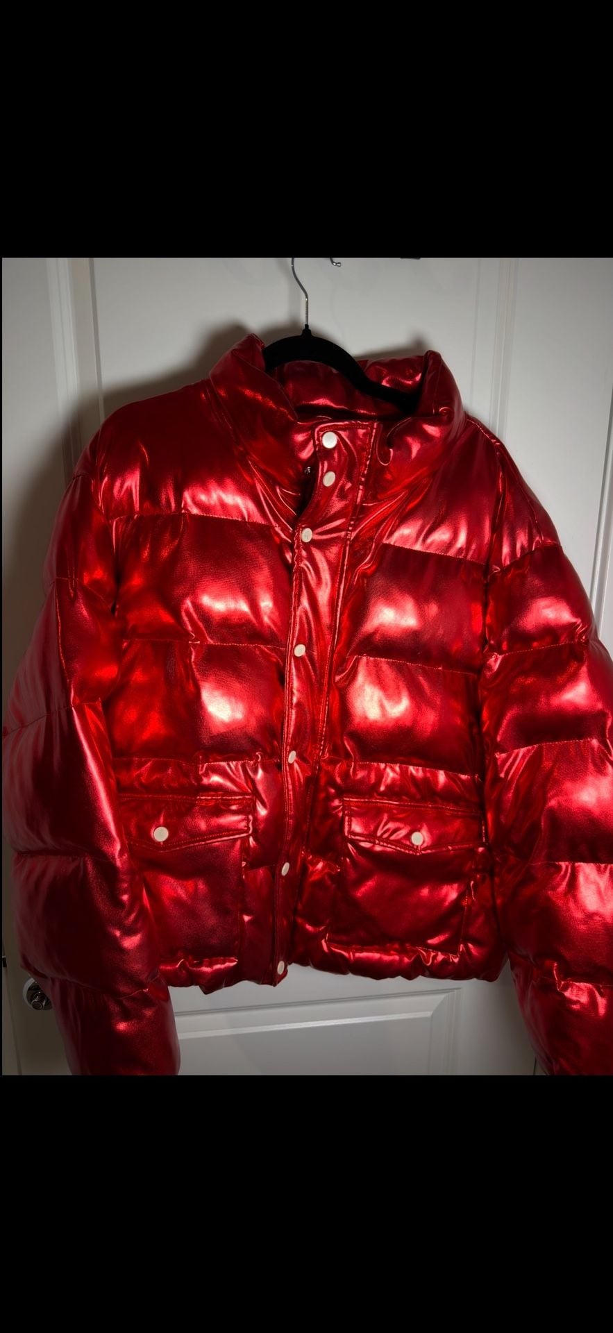 PrettyLittleThing Red Puffer Jacket 1
