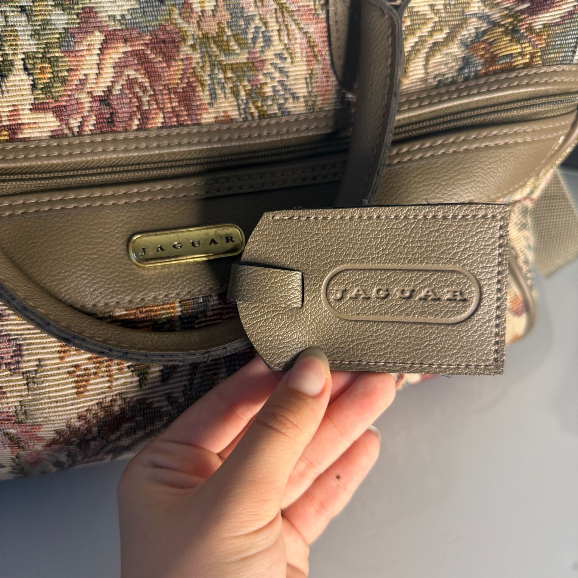 Vintage Jaguar Floral Tapestry Weekender Travel Luggage Bag 3