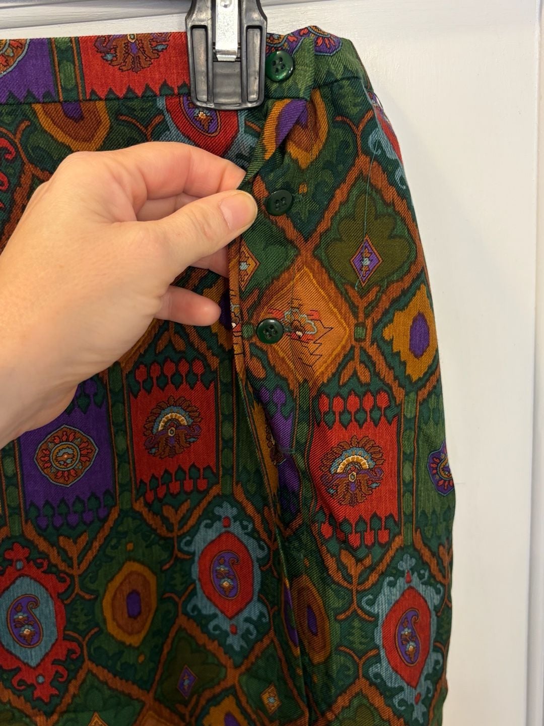 Carlisle Vintage Wool Silk Midi Skirt 14 Boho Tapestry Medallion Print Academia 4