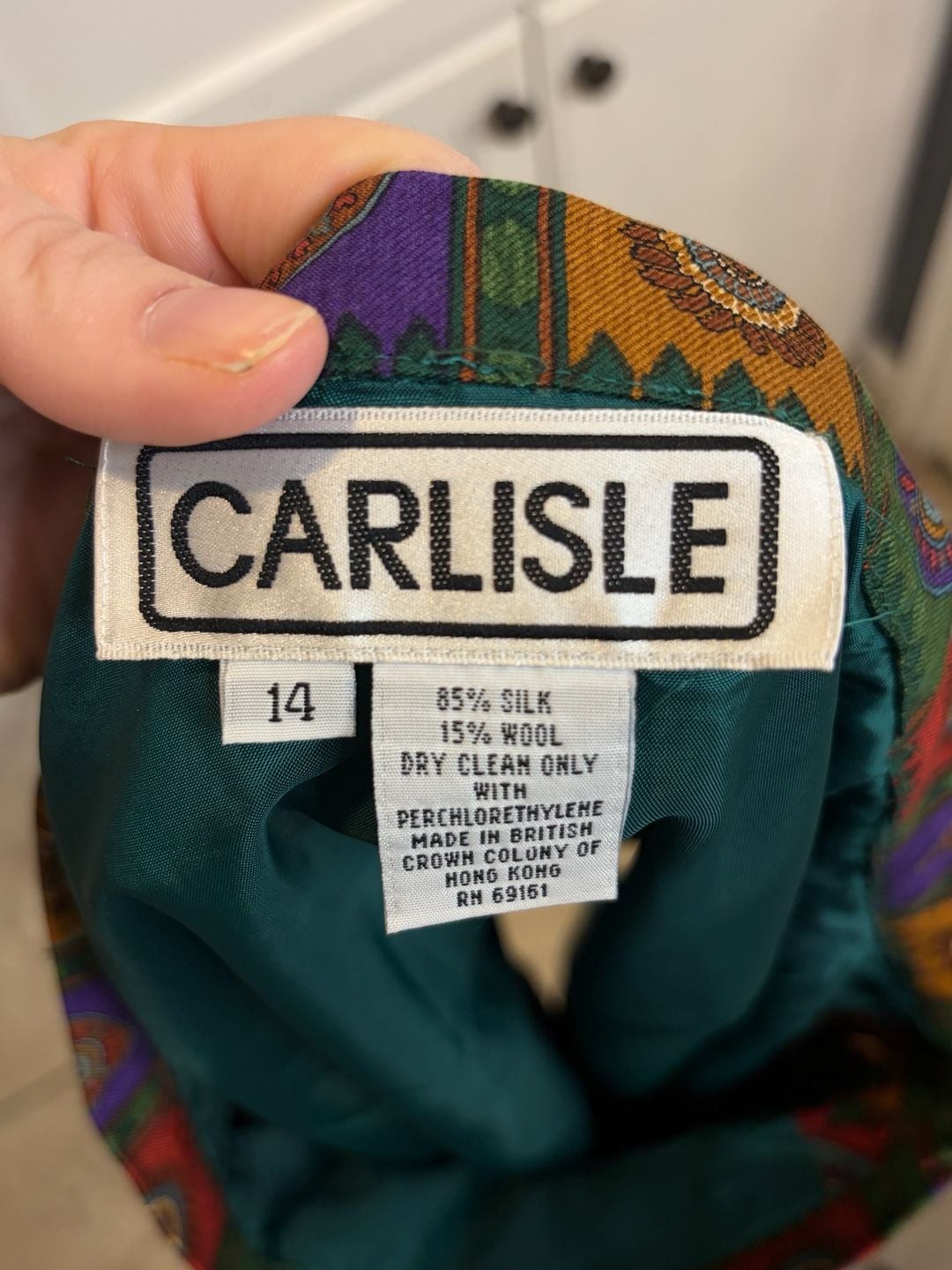 Carlisle Vintage Wool Silk Midi Skirt 14 Boho Tapestry Medallion Print Academia 5