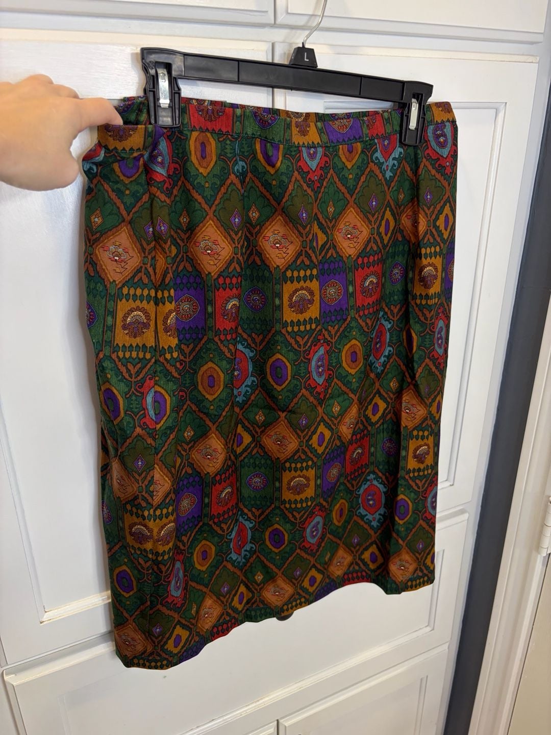 Carlisle Vintage Wool Silk Midi Skirt 14 Boho Tapestry Medallion Print Academia 6