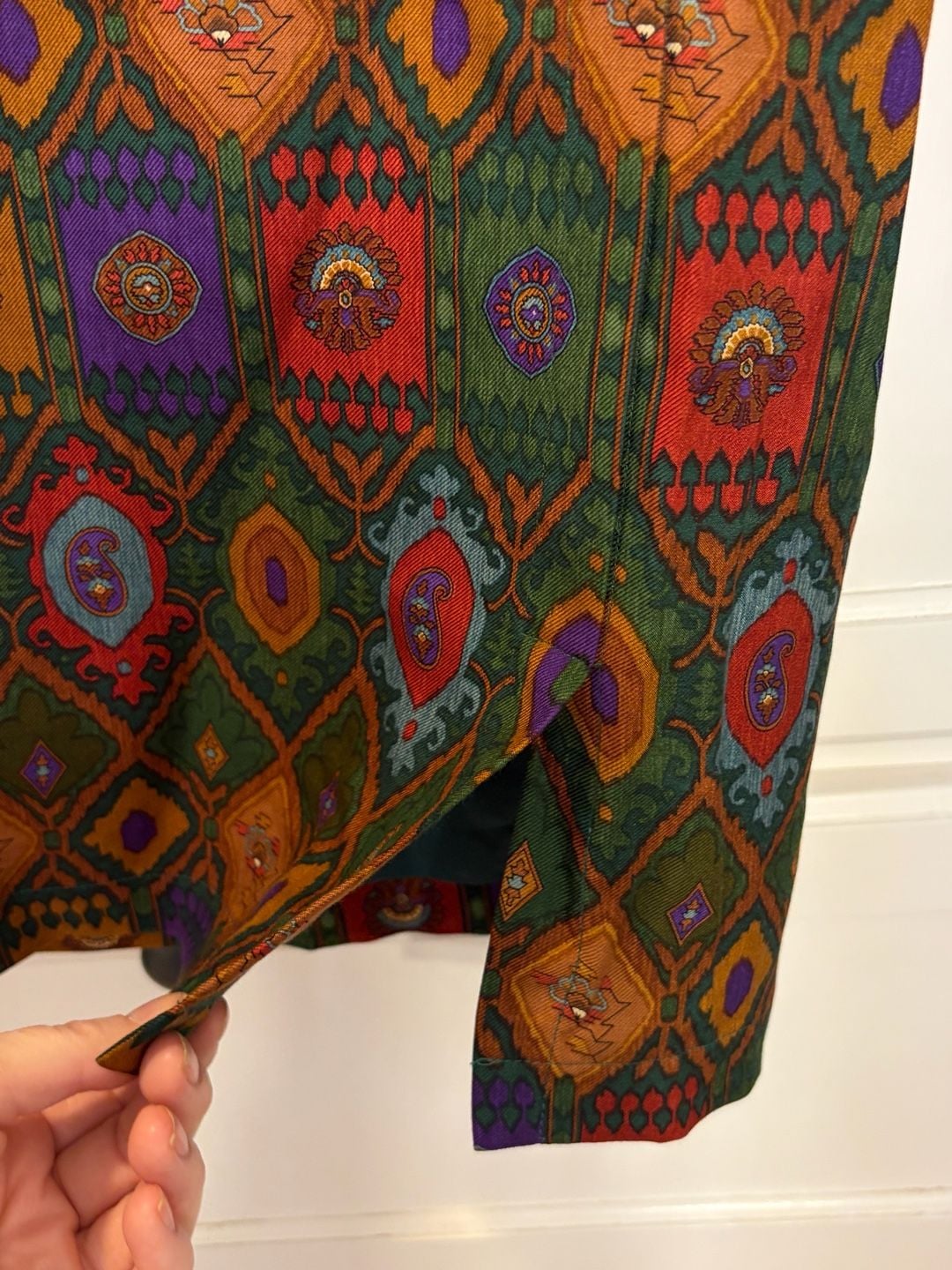 Carlisle Vintage Wool Silk Midi Skirt 14 Boho Tapestry Medallion Print Academia 7