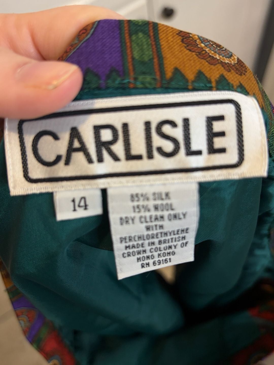 Carlisle Vintage Wool Silk Midi Skirt 14 Boho Tapestry Medallion Print Academia 8