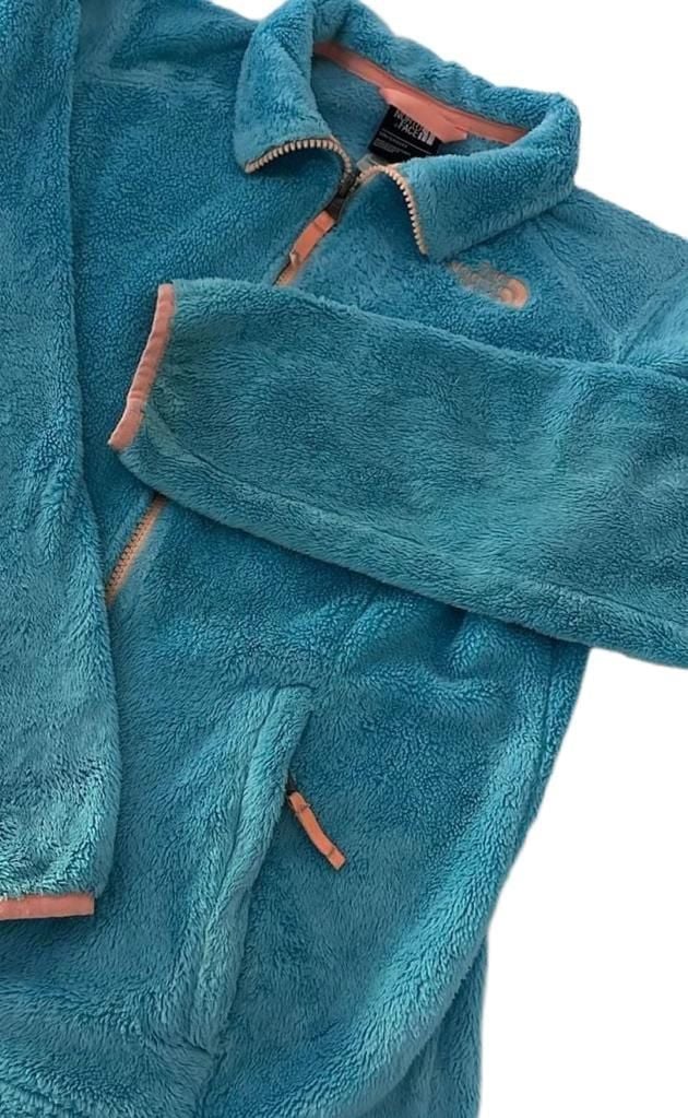Youth L North Face Fleece Jacket Osito Full Zip Aqua Blue Girls 14/16 1