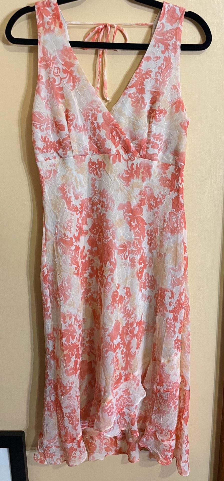 Alyn Paige Floral V-Neck Midi Dress Size 9/10 Pink Polyester 2