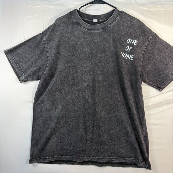 SHEIN Graphic T-Shirt Size L Black Wash Question Mark Dice Letter Print