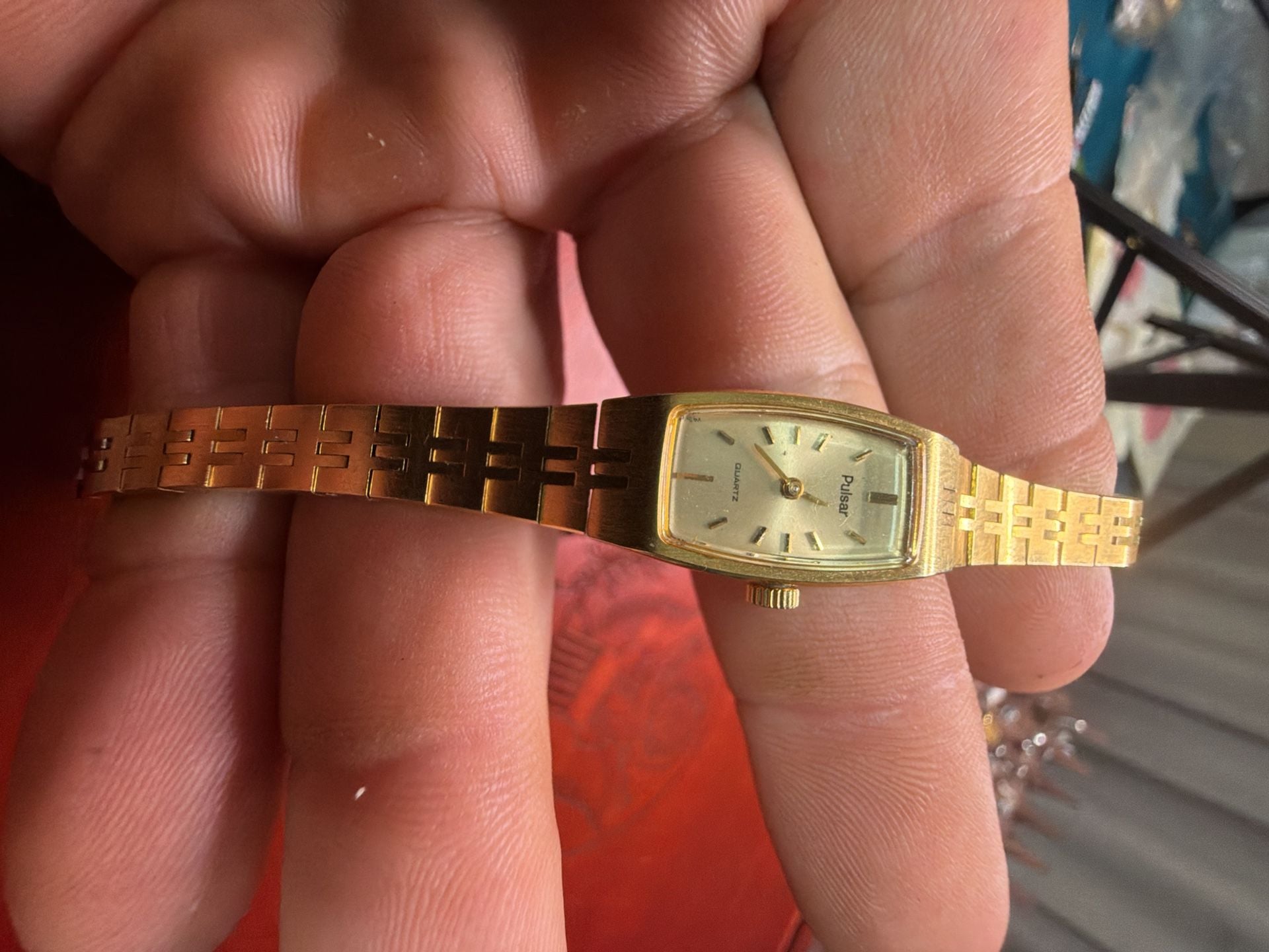 Pulsar Gold Tone Quartz Wristwatch Y434-5010 RO 4