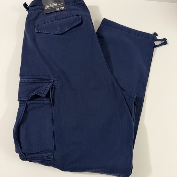 American Eagle Lived-In Cargo Pant Size 36/32 Navy Blue Flex
