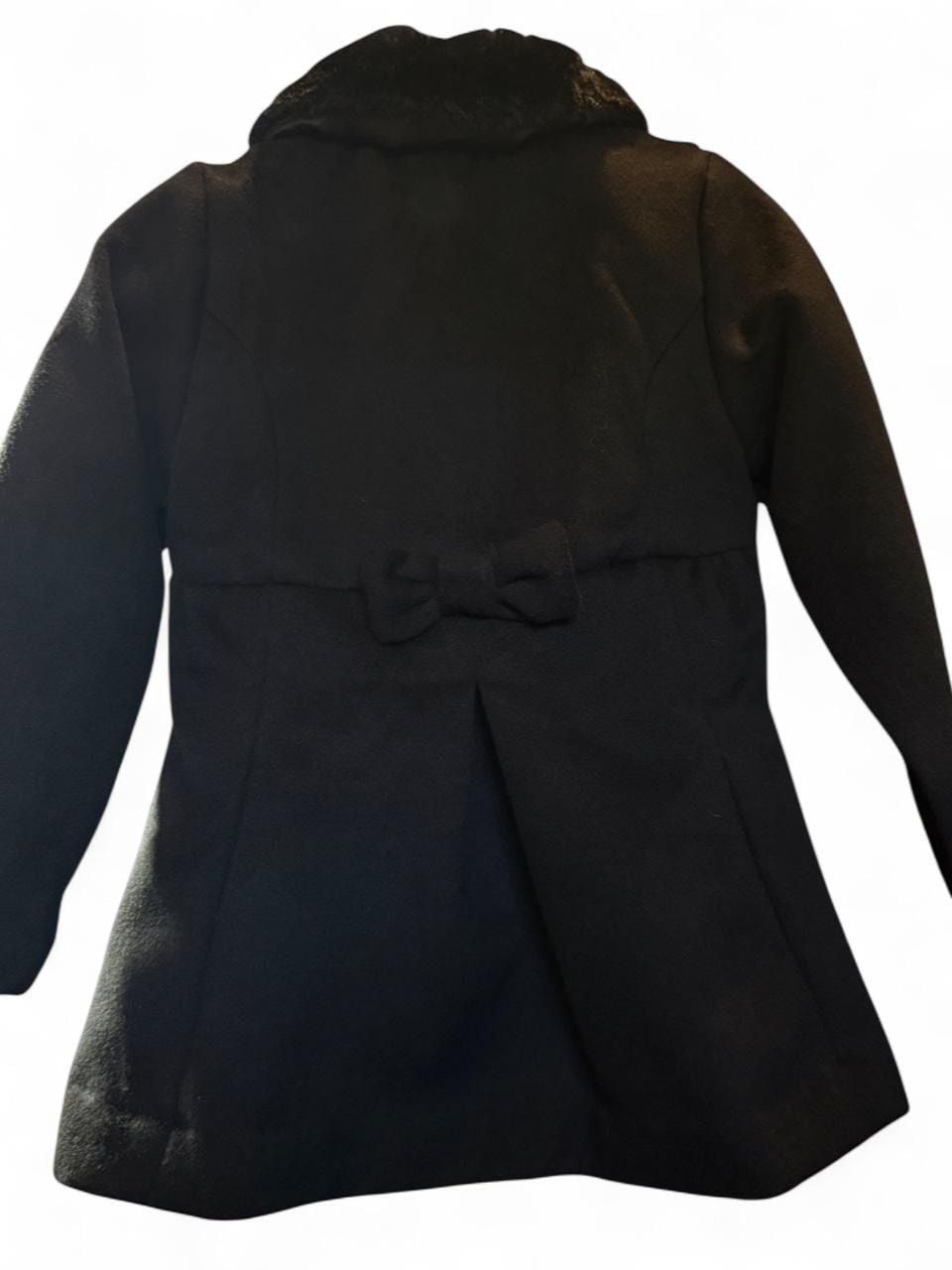 The Children's Place Black Faux Fur Collar Long Sleeve Bow Dress Coat Size 5T 3